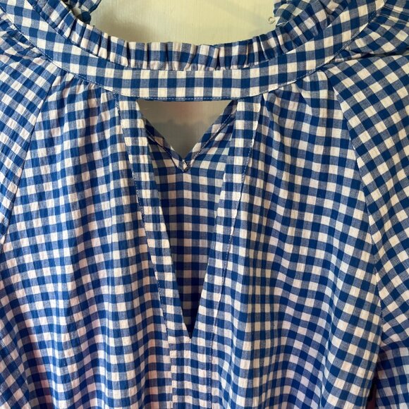 Women's Who What Wear Large Blue and White Gingham Dress/Tunic - Picture 2 of 5